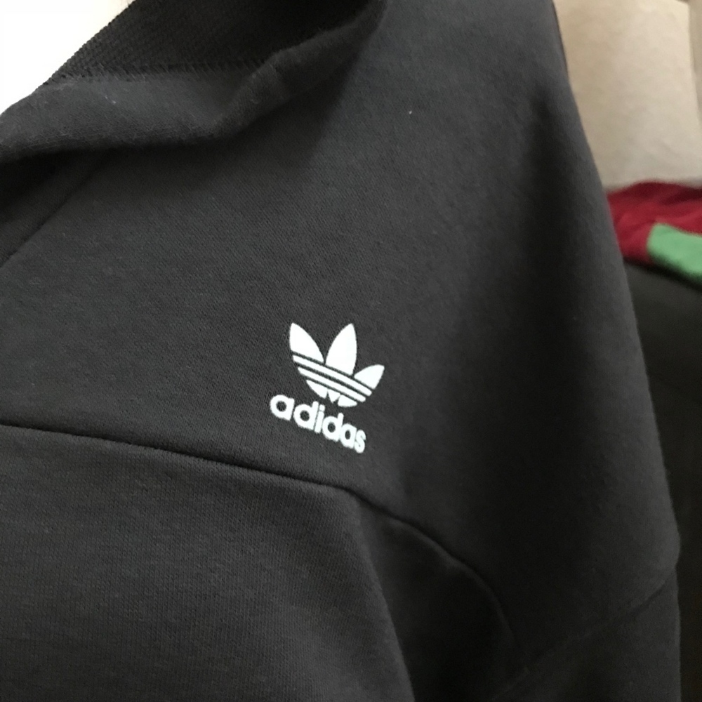 ADIDAS V-Neck Womens Crop Hoodie Terry Knit Sz M - Picture 5 of 7